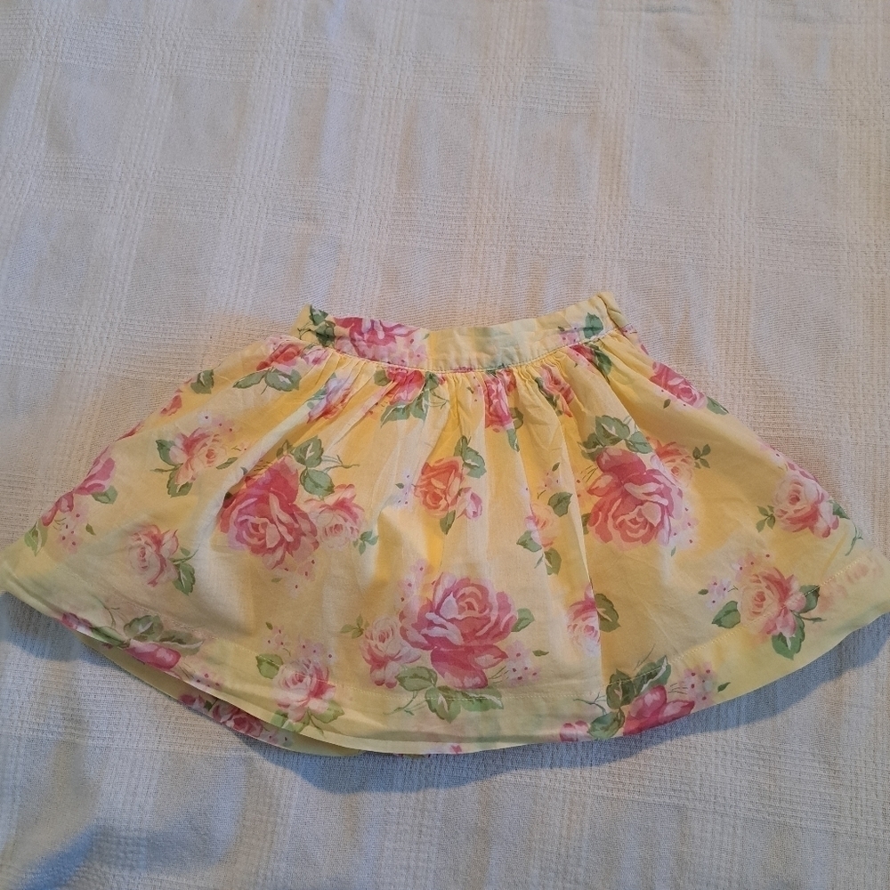 Janie and Jack girls 18-24 months yellow floral lined skirt, adjustable waist